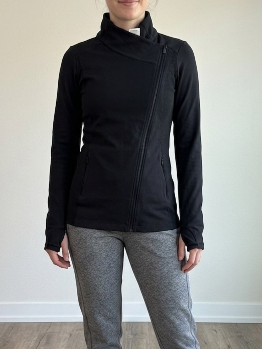 Athleta asymmetrical zip up soft jacket women size XS (S) active